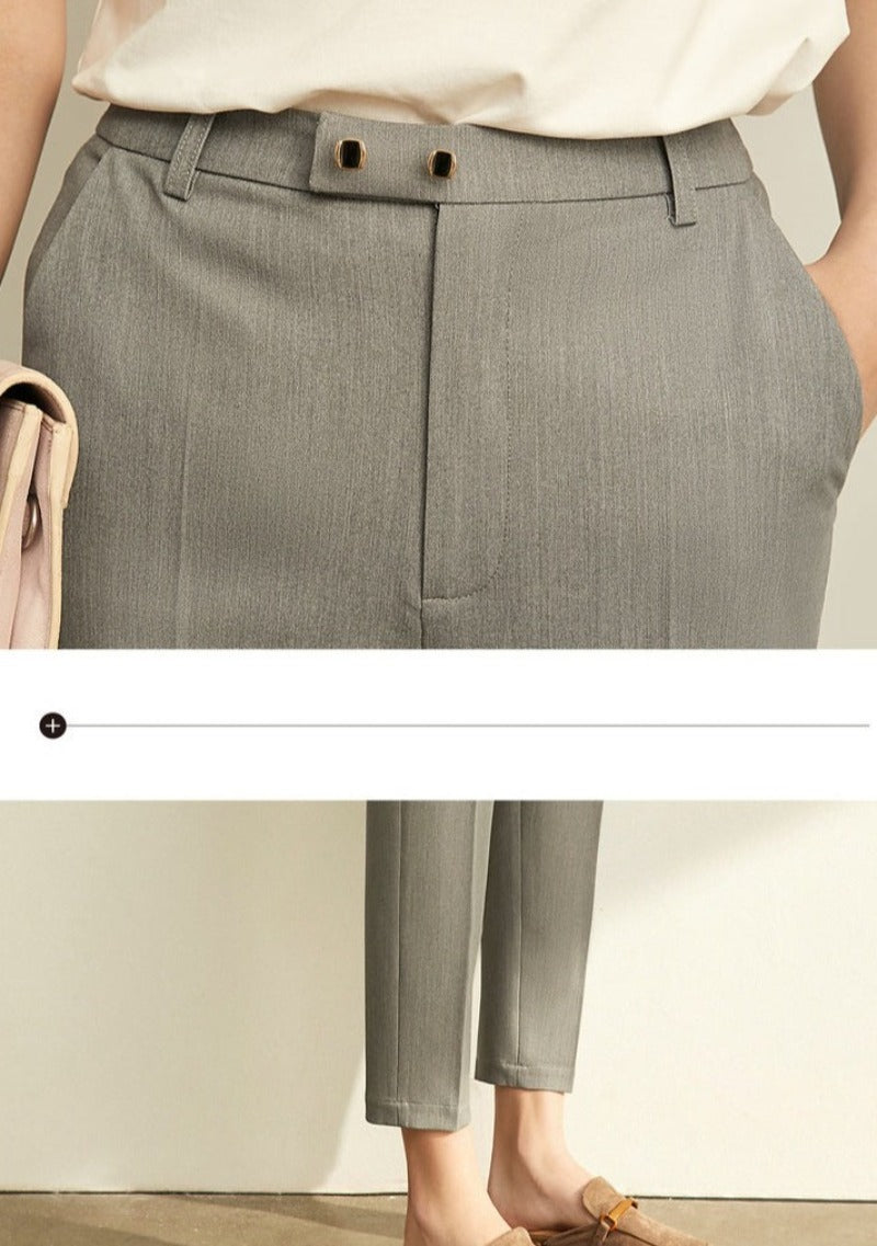 Vanissy - Pantalon de Bureau Taille Haute pour Femme - Gris, Collection Printemps Été