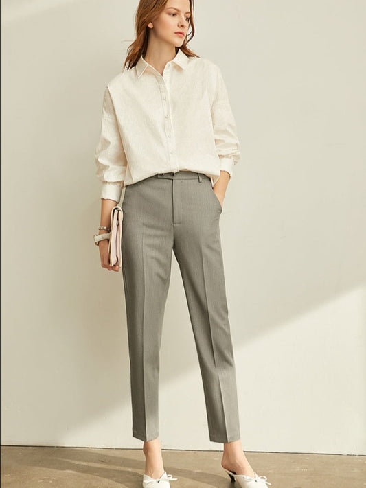 Vanissy - Pantalon de Bureau Taille Haute pour Femme - Gris, Collection Printemps Été
