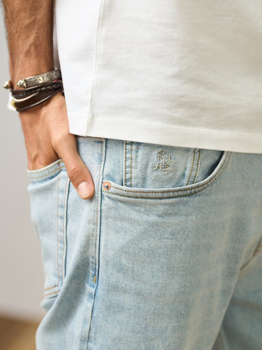 Vanissy - Jean à Lisière Droit pour Homme : Un Pantalon en Denim 2023 Coton Brut de la Série High Standard, Coupe Régulière et Originale, Parfait pour l'Été