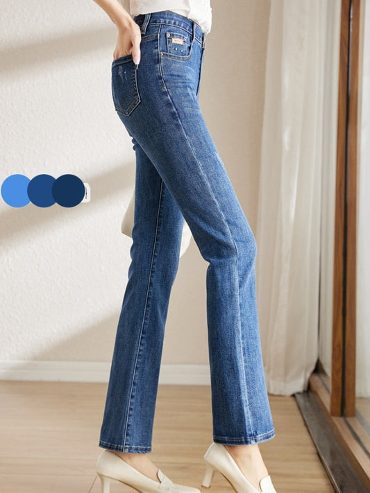 Vanissy - Jean Slim Évasé Taille Haute pour Femme : Un Pantalon Vintage et Extensible pour la Nouvelle Collection Printemps-Automne