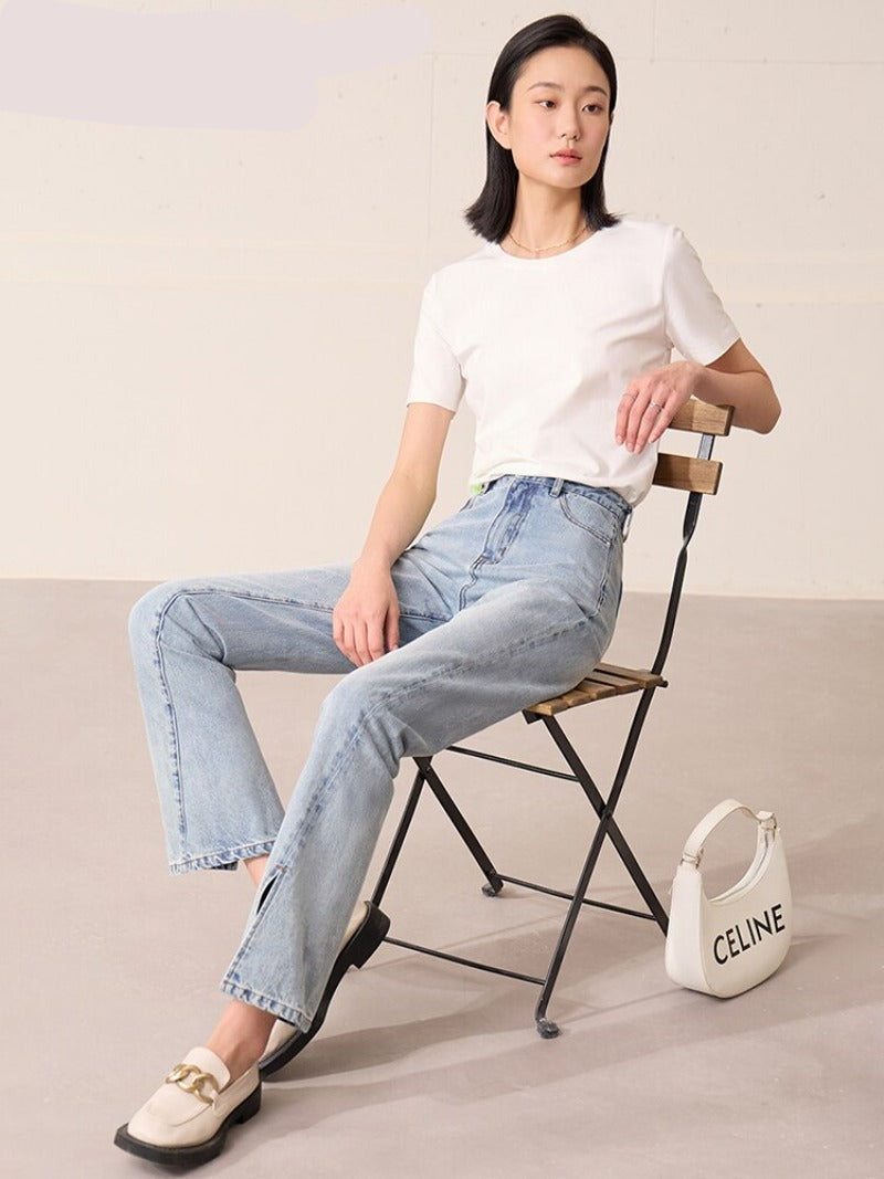 Vanissy - Jeans décontractés minimalistes pour femmes - Pantalons féminins chics avec une touche estivale