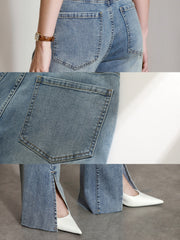 Vanissy - Jean de Printemps Minimaliste pour Femmes : Un Pantalon en Denim à Jambes Larges et Taille Haute, à la Mode
