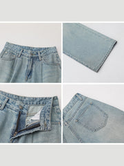 Vanissy - Jean Bleu CHIC pour Femmes - Pantalon Denim Taille Haute, Streetwear, Jambes larges - Pantalon pour Femmes, Printemps Été