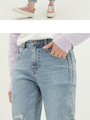 Vanissy - Jeans Fj Retro pour Femme : Pantalon Droit, Ourlet de Rue, Style de Personnalité, Tendance Printemps