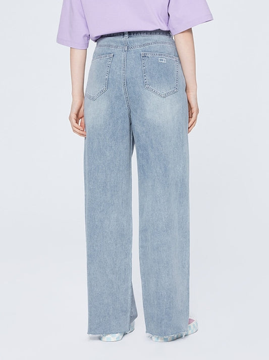 Vanissy - Jean Brodé en Pur Coton pour Femme : Un Pantalon à Jambes Larges avec un Style de Rue à la Mode, streetwear