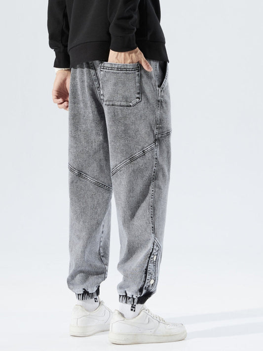 Vanissy - Jeans baggy pour hommes : streetwear hip hop, pantalon sarouel, broderie à la mode, coton commandé, jeans de jogging décontractés, grande taille 8XL, printemps et automne