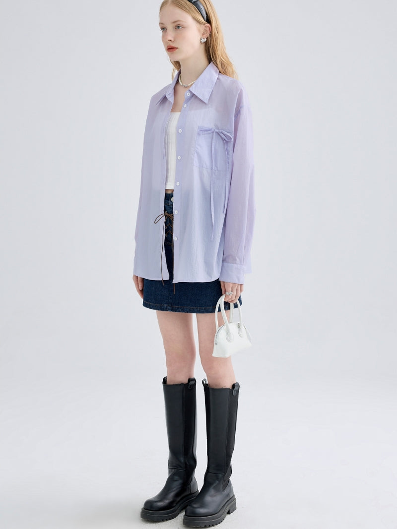 Vanissy - Chemise à manches longues pour femme - Streetwear violet, vintage, mode chic, coupe mince et baggy, look décontracté