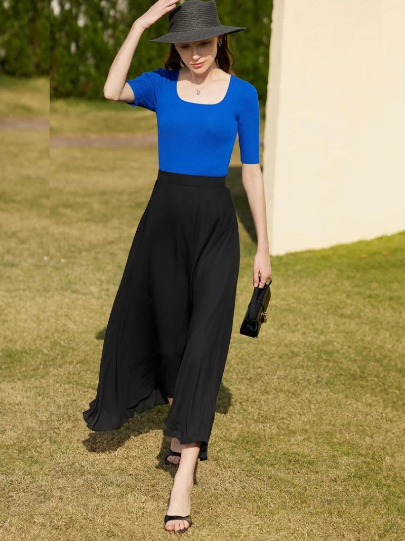 Vanissy - T-shirt Bleu Élégant AMII pour Femme - Style Bureau Chic 2024