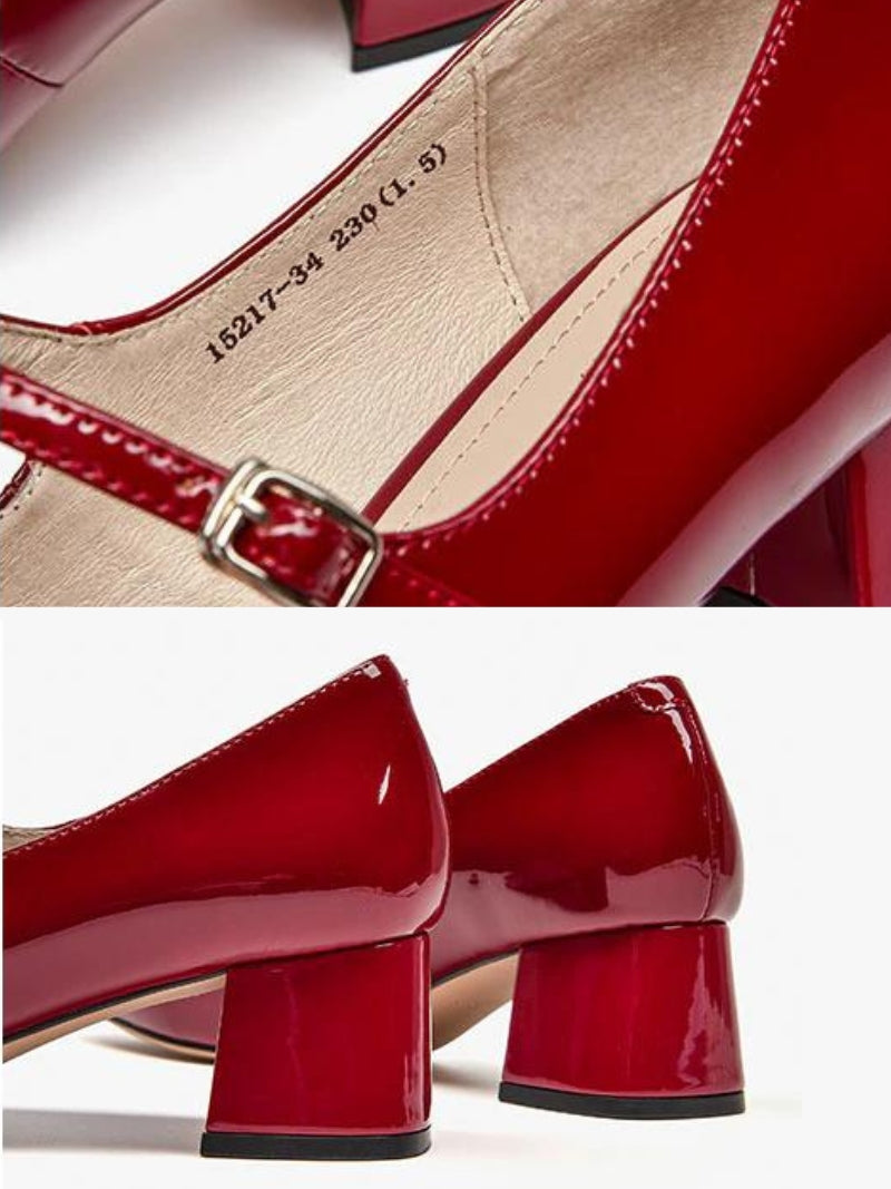 Vanissy - Escarpins en Cuir Verni pour Femmes : Chaussures Mary Janes à Bout Carré avec Bretelles à Boucle, Idéales pour les Princesses de Fête.