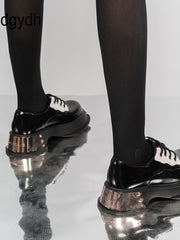 Vanissy - Chaussures à Plateforme Oxford pour Femme : Alliez Élégance Britannique et Style Goth avec Nos Derbies Noires à Talons Épais.